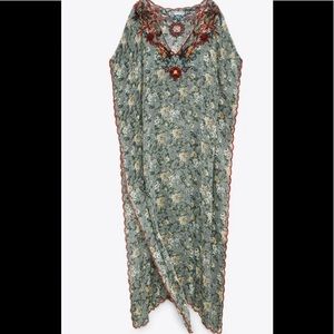 ZARA NEW  Printed Tunic Embroidered Dress   Size XSmall